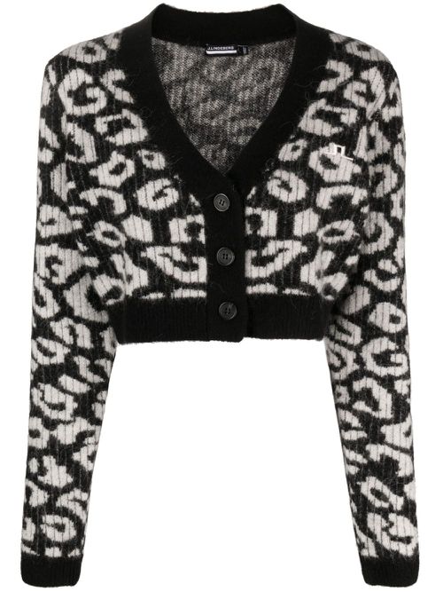 Mallory patterned intarsia-knit cardigan - Black