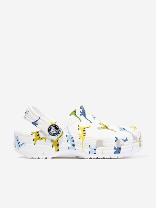 Boys Classic Character Dino Print Clog in White EU 19 - 20 UK 4 US 4