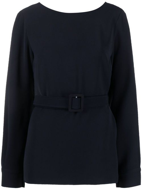 Belted long-sleeve T-shirt - Blue