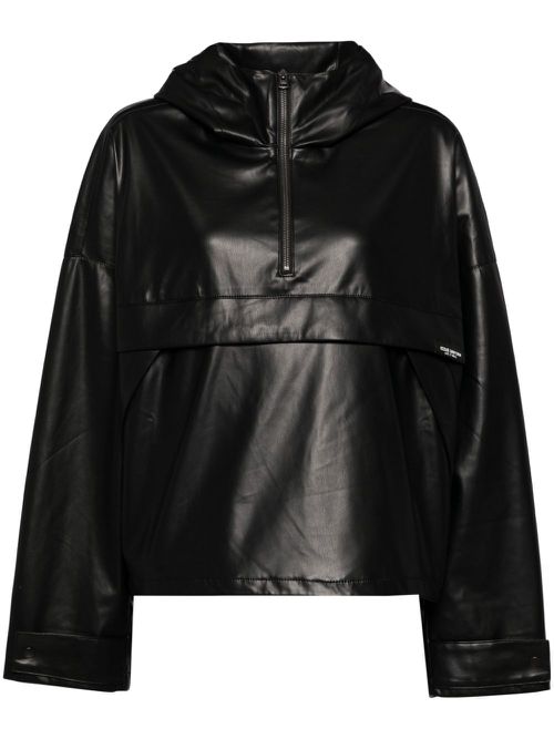 Logo-tag half zip jacket - Black