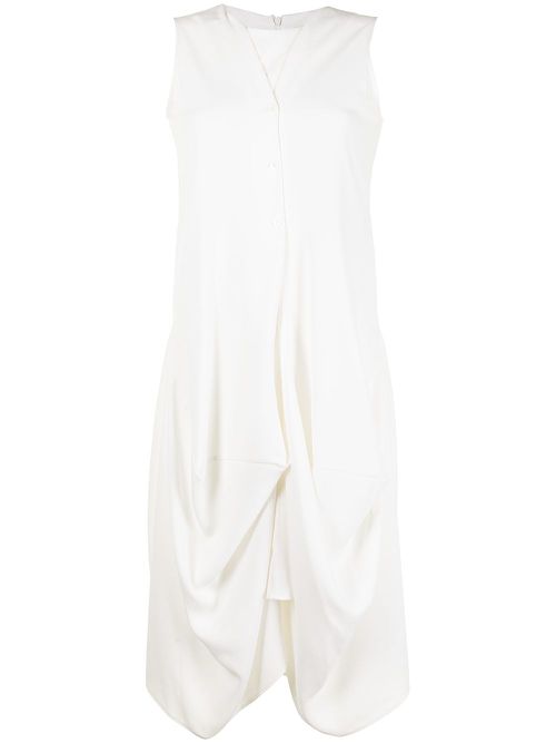 Draped sleeveless dress - White