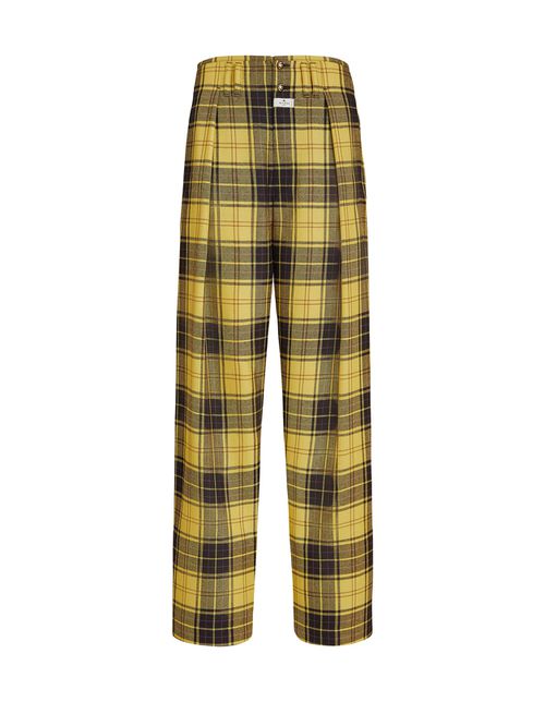 Woman Trousers In Wool With Yellow Check Pattern