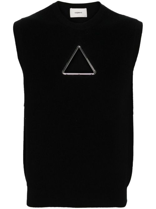 Triangle sleeveless knitted top - Black