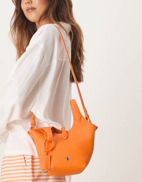 Polo Ralph Lauren Play pebble leather small tote & crossbody in orange peel