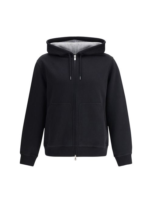 Cotton-Blend Drawstring Hoodie — Black