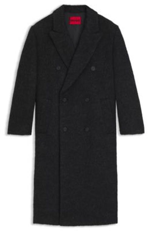 HUGO Double-breasted coat in a relaxed fit - Black Men's Coat