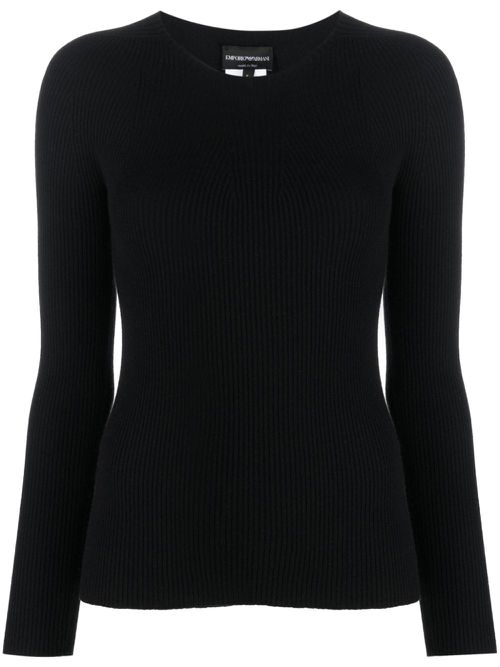 Seamless ribbed-knit jumper - Black