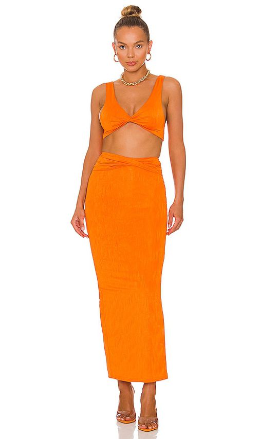Superdown Joana Maxi Skirt Set in Orange.  S. Also in L, M, XL