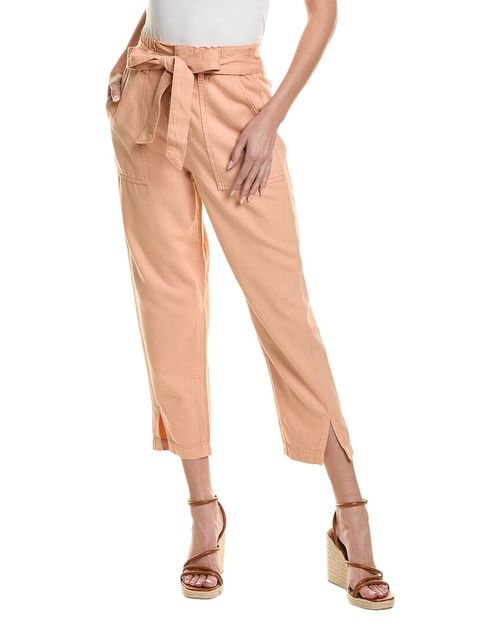 High-Rise Barrel Silk-Blend Paperbag Pant
