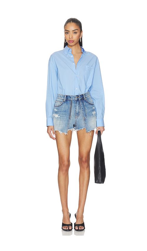 Alexander Wang Prestyled Button Down Skort Romper in Blue. - 2 also