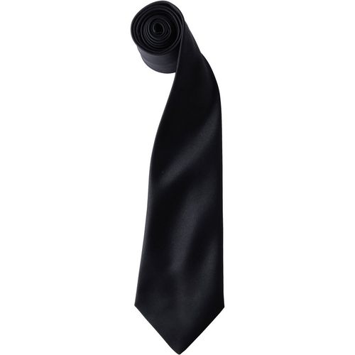 Premier Mens Plain Satin Tie (Narrow Blade) (Black) - One Size