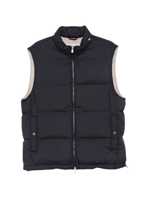 Quilted Down Vest — Navy
