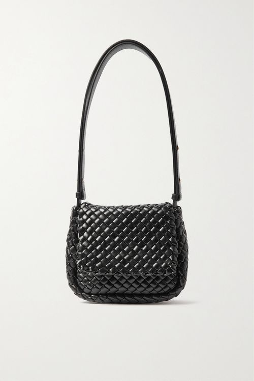 Cobble Small Intrecciato Leather Shoulder Bag - Black