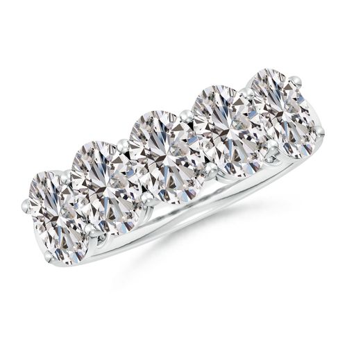Angara 3.8 Carats Prong-Set Oval Diamond Five Stone Wedding Ring in Silver
