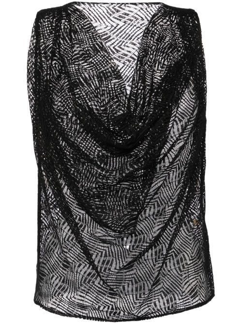 Lace draped top - Black