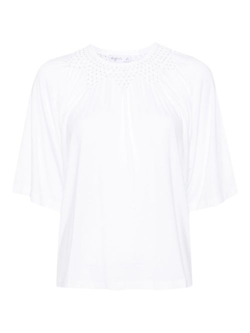 Agnès b. smocking details top - White