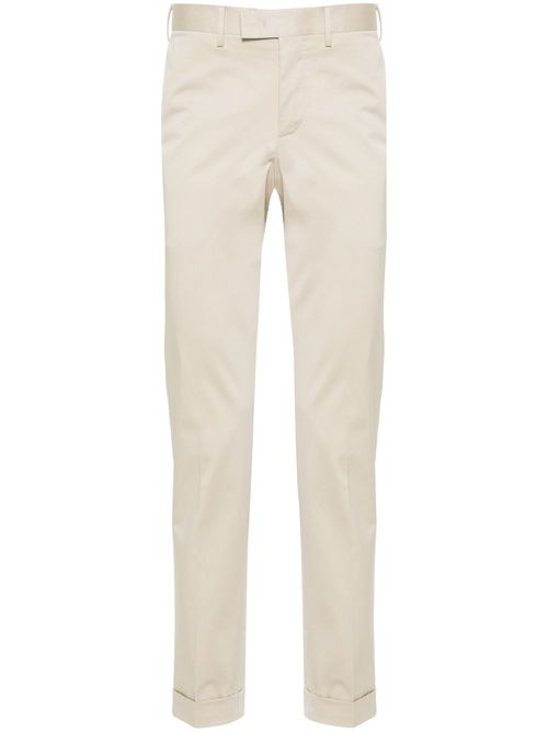 Pressed-crease slim-fit tailored trousers - Neutrals
