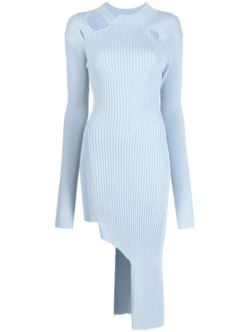 Ribbed-knit cut-out dress - Blue