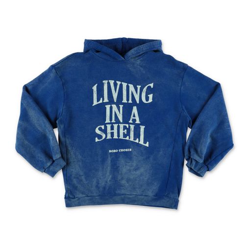 Felpa Blu Royal In Cotone Organico Con Cappuccio Bambino