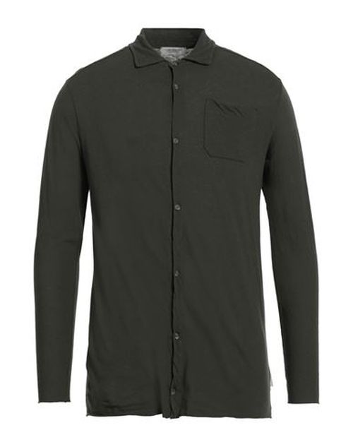 Man Shirt Dark green Size S Cotton, Linen