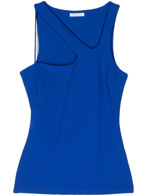 Cut-out asymmetric tank top - Blue