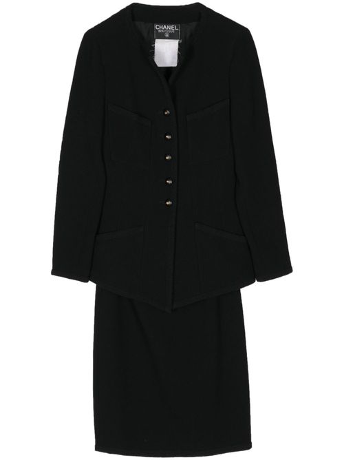 1990s tweed skirt suit - Black