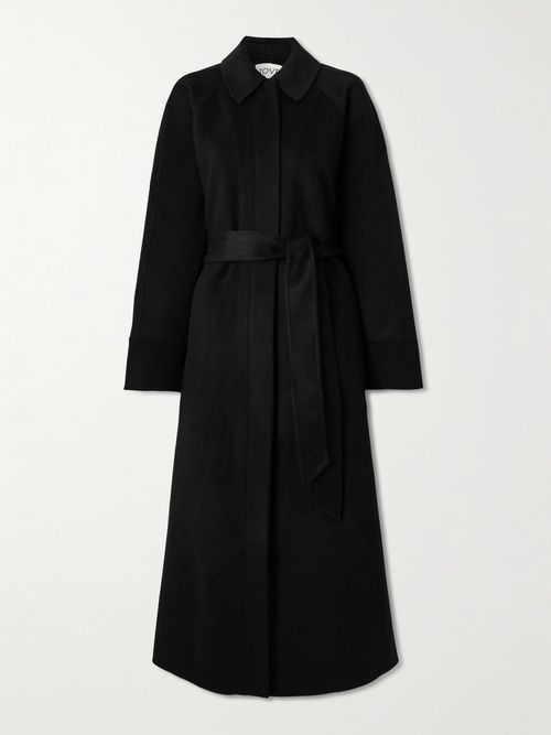 Yoonmi Belted Brushed Wool-blend Coat - Black