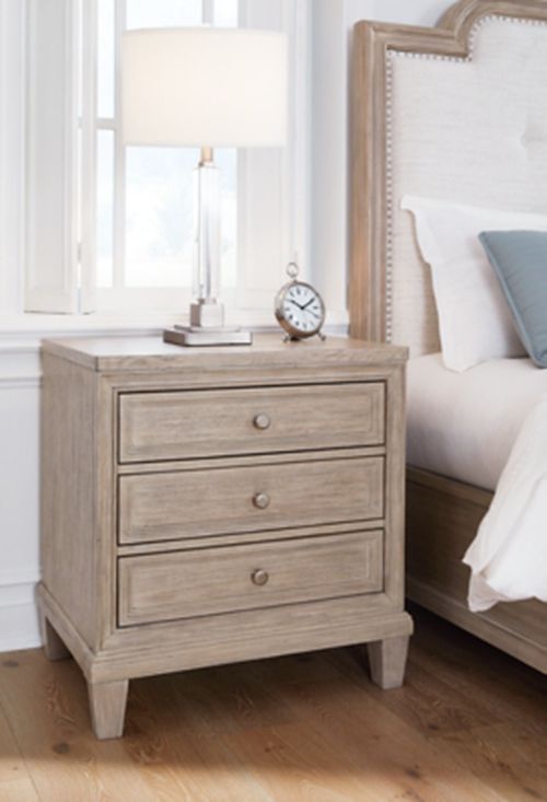Jorlaina 29 3 Drawer Charging Nightstand", Light Grayish Brown