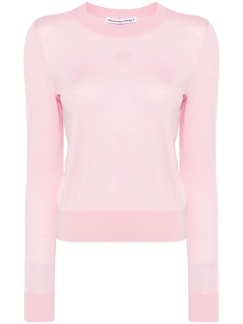 Logo-embossed wool jumper - Pink
