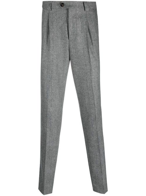 Pressed-crease virgin wool trousers - Grey