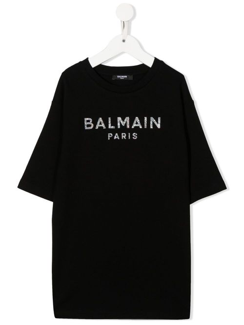 Logo-motif crystal-motif T-Shirt - Black