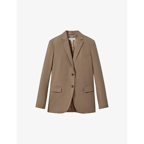 Womens Taupe Hope Notch-lapel Single-breasted Cotton Blazer