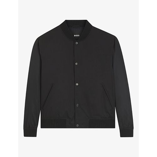 Mens Baseball-Collar Press-Stud Woven Jacket