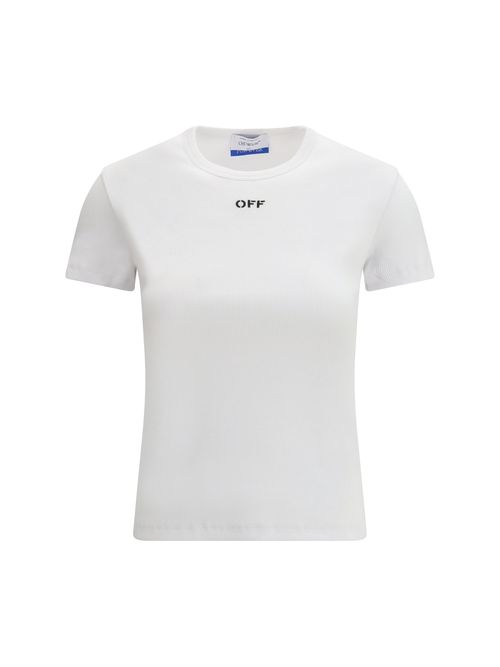 Logo-Embroidered Rib T-Shirt — White