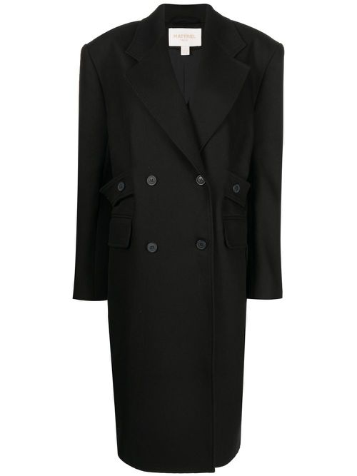 Boxy cotton coat - Black