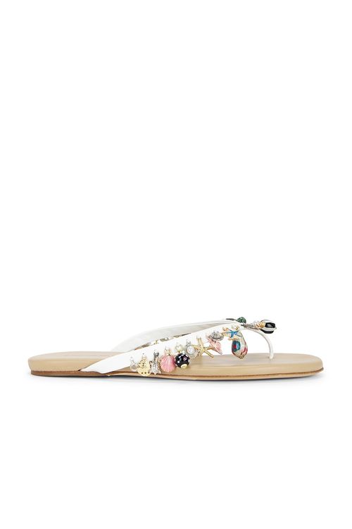 Christopher Esber Memento Charm Flip Flop in White - White,Metallic Gold. 40 also in