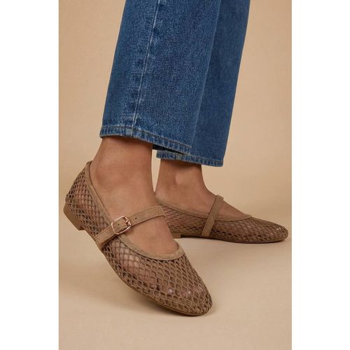 Oasis Women's Tilly Mesh Mary-Jane Faux Leather Ballet Pumps in Beige