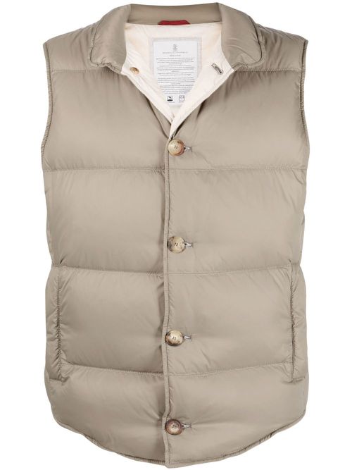 Button-up padded vest - Green
