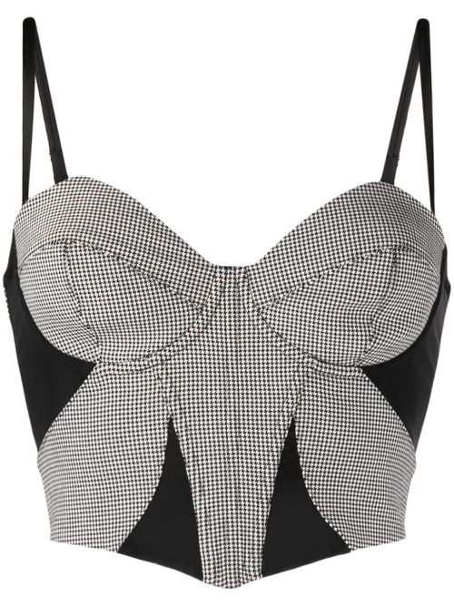 Houndstooth-pattern bustier crop top - Black