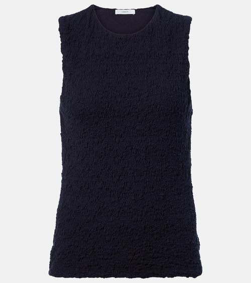 Smocked cotton-blend top