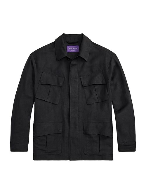 Men's Silk-Linen Field Jacket - Black