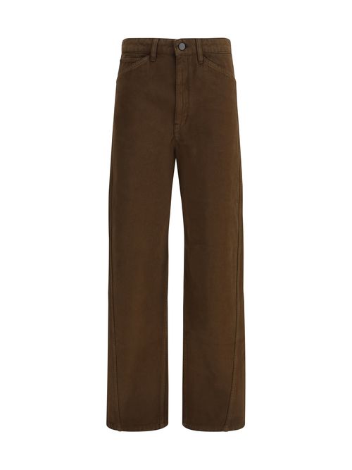 Five-Pocket Twill Cotton Trousers — Brown