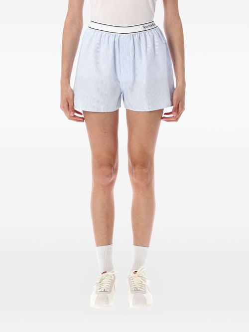 Serif Logo Boxers stripe-pattern shorts - Blue