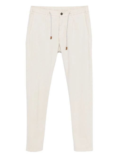 Drawstring-Waist Trousers — Beige