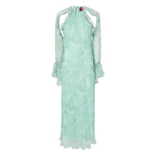 Ruffled Floral Silk Dress