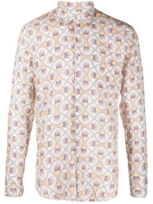 Geometric-print long-sleeve shirt - Neutrals