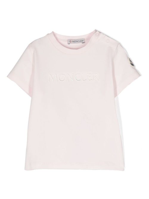 Logo-embroidered cotton-blend T-shirt - Pink