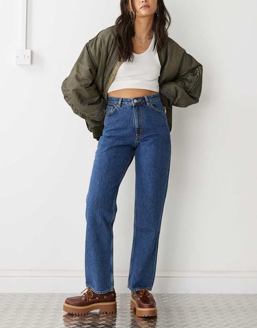 Monki Taiki high waist mom jeans in dark blue