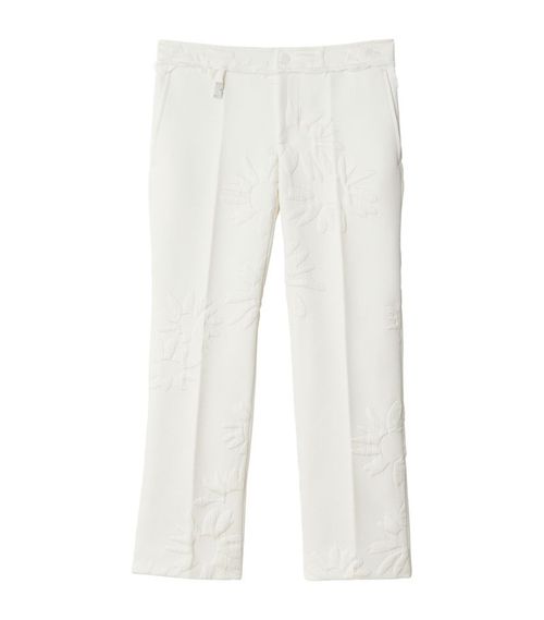 Silk-Blend Daisy Print Trousers