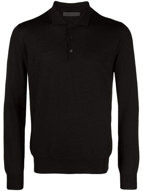 Mélange-effect wool polo shirt - Brown